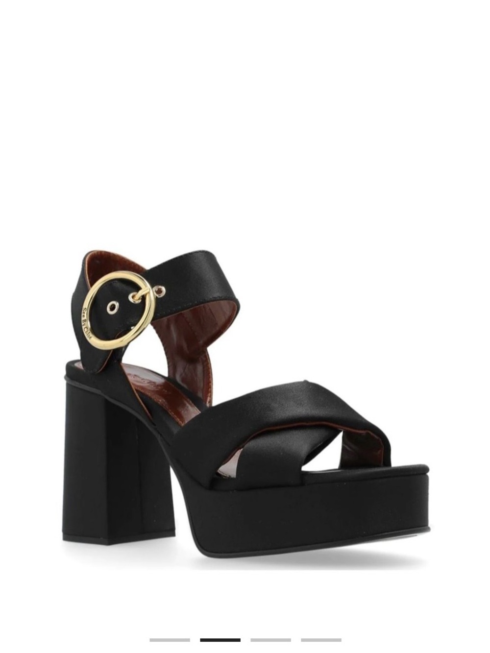 $405.81 See By Chloé Black Satin 110mm platform sandals size 38 - Picture 2 of 10